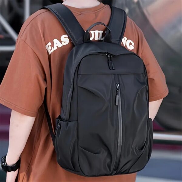 PU Backpack Fashion Large Capacity Men's Casual Backpack Commuter Trend Backpack Student School Bag - Image 2
