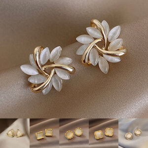 Cat's Eye Flower Earrings High Sense Opal Square Triangle Geometry Earrings