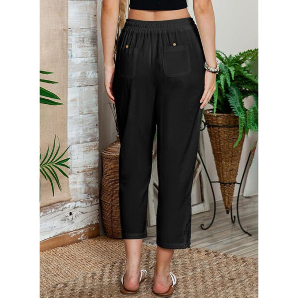 Women Casual Lightweight Drawstring Elastic Waist Pants With Pockets - Image 4