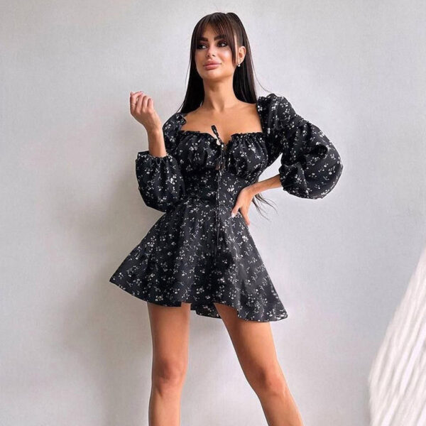 Women's Autumn Fashion Floral Long Sleeve Dress - Image 4