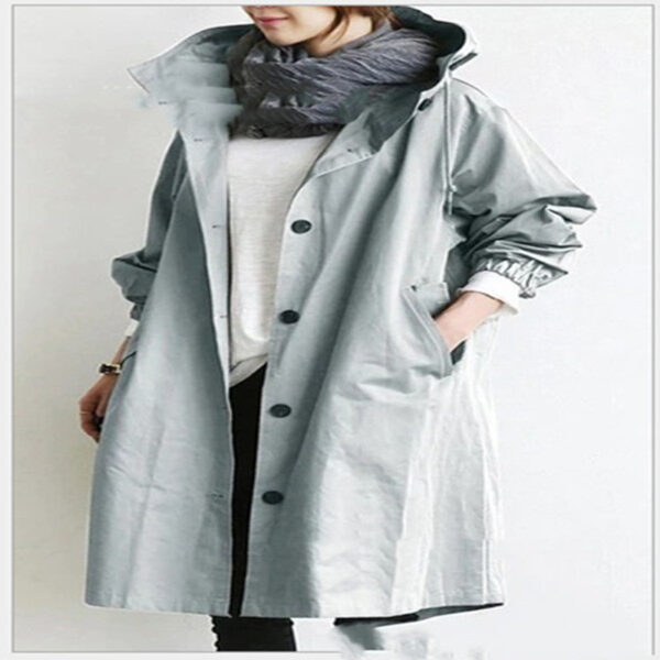Women Windbreaker Jacket Casual Loose Button Pockets Hooded Quick Dry Windproof Waterproof Clothes For Outdoor Hiking Camping - Image 10