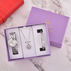 ⌚❤️ Elegant Women’s Watch & Bracelet Set – Valentine’s Day Premium Gift